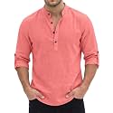 Men's Short Kurta Cotton Blend Mandarin Collar Casual Ethnic Wear Regular Fit Full Sleeve Kurta for Daily Festival Wear