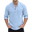 Men's Short Kurta Cotton Blend Mandarin Collar Casual Ethnic Wear Regular Fit Full Sleeve Kurta for Daily Festival Wear