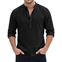 Men's Short Kurta Cotton Blend Mandarin Collar Casual Ethnic Wear Regular Fit Full Sleeve Kurta for Daily Festival Wear
