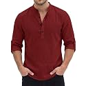 Men's Short Kurta Cotton Blend Mandarin Collar Casual Ethnic Wear Regular Fit Full Sleeve Kurta for Daily Festival Wear