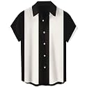 Men's Short Sleeve Button Up Hawaiian Shirt 1950s Vintage Bowling Shirts