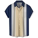 Men's Short Sleeve Button Up Hawaiian Shirt 1950s Vintage Bowling Shirts