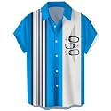 Men's Short Sleeve Button Up Hawaiian Shirt 1950s Vintage Bowling Shirts