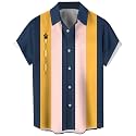 Men's Short Sleeve Button Up Hawaiian Shirt 1950s Vintage Bowling Shirts