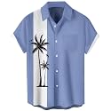 Men's Short Sleeve Button Up Hawaiian Shirt 1950s Vintage Bowling Shirts