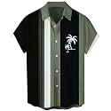 Men's Short Sleeve Button Up Hawaiian Shirt 1950s Vintage Bowling Shirts