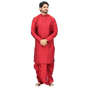 Mens Silk Dhoti Kurta Set Party