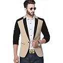 Men's Single Breasted Casual, Formal, Party, Wedding Blazer, Black and Beige