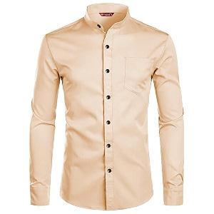 Mens Slim Fit Beige Color Cotton Blend