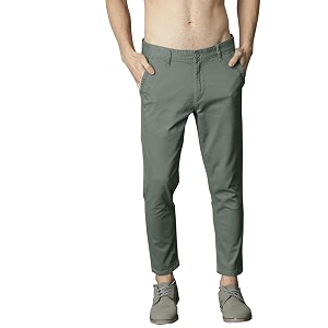 Mens Slim Fit Cotton Blend Trousers -