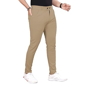 Mens Slim Fit Formal Trousers Mid-Rise