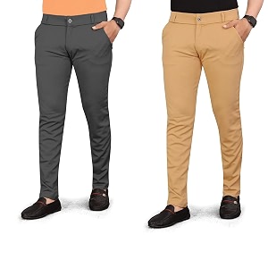 Mens Slim Fit Formal Trousers Cotton Blend