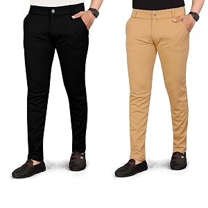 Mens Slim Fit Formal Trousers Cotton Blend