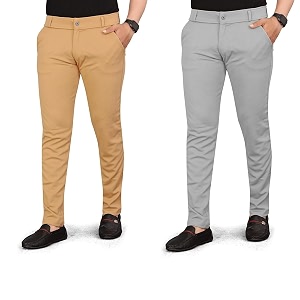 Mens Slim Fit Formal Trousers Cotton Blend