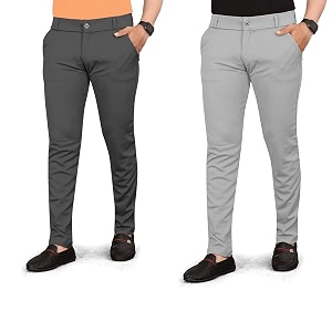 Mens Slim Fit Formal Trousers Cotton Blend