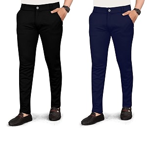 Mens Slim Fit Formal Trousers Cotton Blend