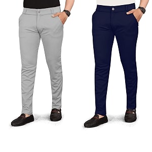 Mens Slim Fit Formal Trousers Cotton Blend