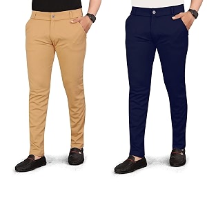 Mens Slim Fit Formal Trousers Cotton Blend