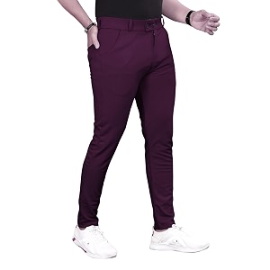 Mens Slim Fit Formal Trousers Mid-Rise