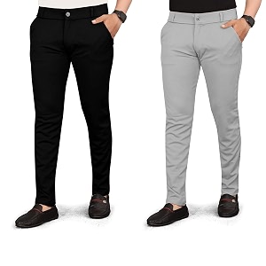 Mens Slim Fit Formal Trousers Cotton Blend