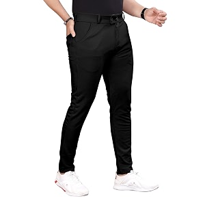 Mens Slim Fit Formal Trousers Mid-Rise