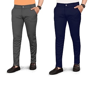 Mens Slim Fit Formal Trousers Cotton Blend