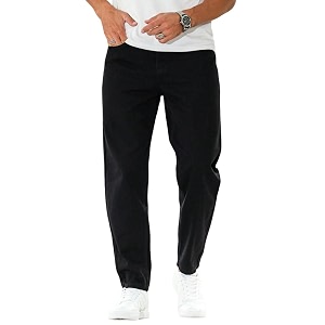 Mens Slim Relaxed Fit Mid Rise Tapered