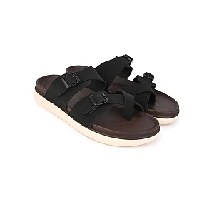 Mens Slip-on Sandals with Double Buckle