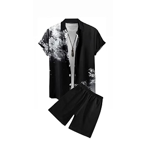 men39s soft poly lycra digital prined shirts with pajama shorts night suit set
