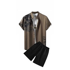 men39s soft poly lycra digital prined shirts with pajama shorts night suit set