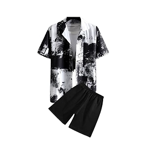 men39s soft poly lycra digital prined shirts with pajama shorts night suit set