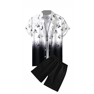 men39s soft poly lycra digital prined shirts with pajama shorts night suit set