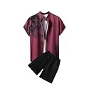 Men's Soft Poly Lycra Digital Prined Shirts with Pajama Shorts Night Suit Set