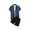 Men's Soft Poly Lycra Digital Prined Shirts with Pajama Shorts Night Suit Set