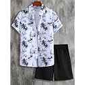 Men's Soft Poly Lycra Digital Prined Shirts with Pajama Shorts Night Suit Set