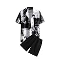 Men's Soft Poly Lycra Digital Prined Shirts with Pajama Shorts Night Suit Set
