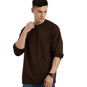Mens Solid Brown Oversized T-Shirt Brown