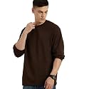 Men39s Solid Brown Oversized T-Shirt Brown
