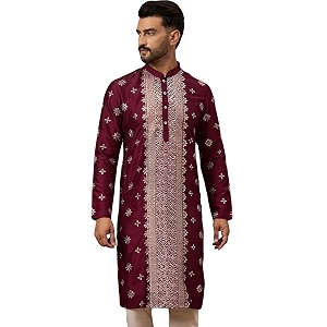 Mens Solid Calf Length Silk Blend Embroidered