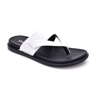 Mens Solid Casual Flat Slipper Faux Leather