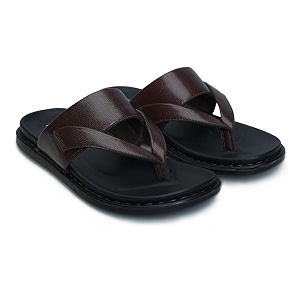 Mens Solid Casual Flat Slipper Faux Leather