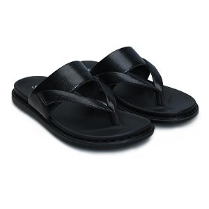 Mens Solid Casual Flat Slipper Faux Leather