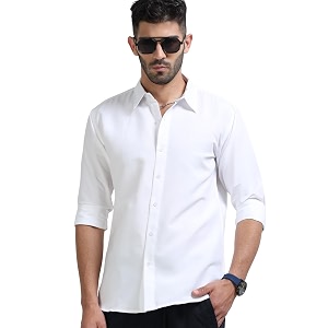 Mens Solid Casual Shirt Cotton Blend Regular