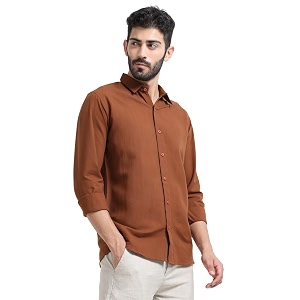 Mens Solid Casual Shirt Cotton Blend Regular