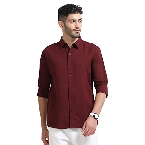 Mens Solid Casual Shirt Cotton Blend Regular