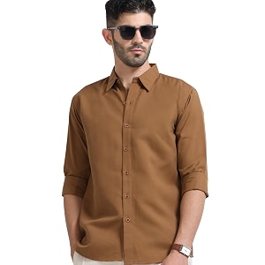 Mens Solid Casual Shirt Cotton Blend Regular