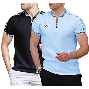 Mens Solid Cotton Rich Polo T Shirt