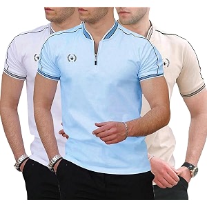 Mens Solid Cotton Rich Polo T Shirt