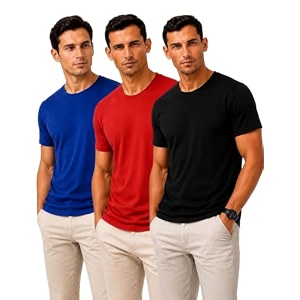 Mens Solid Cotton T-Shirt Pack of 3