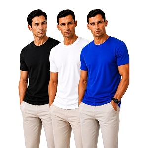 Mens Solid Cotton T-Shirt Pack of 3